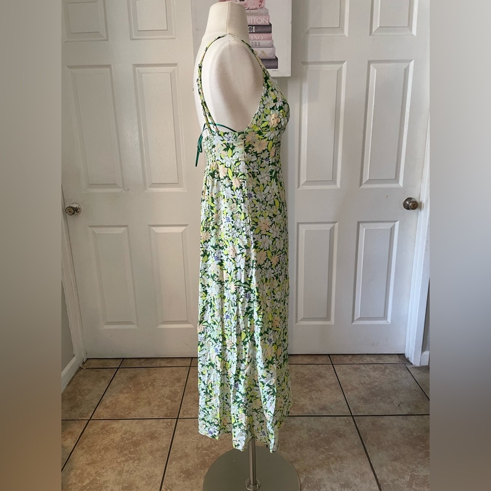 Urban Outfitters UO Dress First Sight Midi Floral Dress Spaghetti Straps Linen - Picture 8 of 11